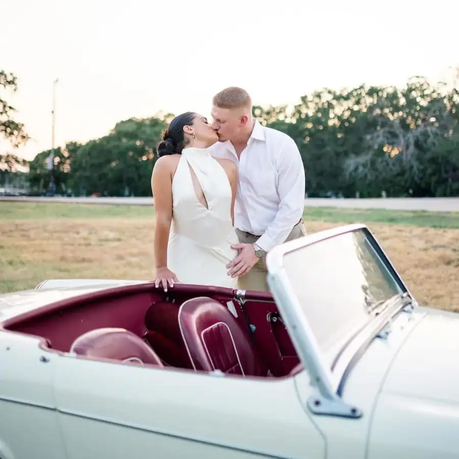White 1960s classic roadster convertible