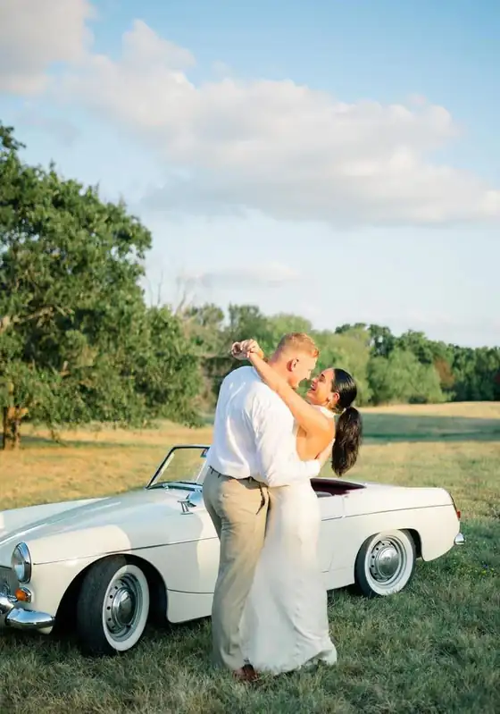 White 1960s classic roadster convertible
